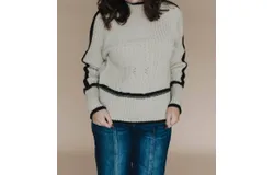 See And Be Seen Cara Contrast Trim Sweater In Cream