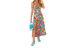 Show Me Your Mumu Mina Midi Dress In Bright Floral Soiree