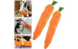 The Mellow Dog Calming Carrot&comma; Carrot Dog Toy&comma; The Mellow Dog Calming Pillow For Dogs&comma; Sturdy Plush Multi-Squeaks And Crinkle Dog And Cat Toys&comma; Cute No Stuffing Carrot With Soft Squeaker &lpar;2 Sets&rpar;