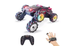 RC Stunt Car&comma; 2&period;4GHz 4WD Remote Control Gesture Sensor Toy Cars&comma; Double Sided Rotating Off Road Vehicle 360° Flips with Lights Music&comma; for Boys & Girls Birthday（Red）