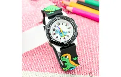 Fashion 3D cartoon dinosaur children&apos;s watch for boys and girls waterproof digital watch trendy quartz watch-black
