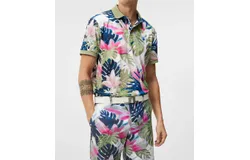 J&period;lindeberg Tour Tech Reg Fit Print Polo Shirt In Calypso Oil Green