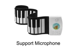 49 Keys Roll Up Piano Upgraded  Plastic and Silicone Piano for Kids Flexible & Foldable-Black&sol;White
