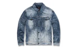Jordan Craig Men&apos;s Soho Denim Trucker Jacket In Aged Wash