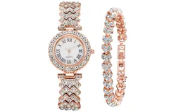 BESTKANG Women Diamond Watchs Luxury Fashion Ladies Bangle Bracelet Set Wrist Watch Female Dress Watch &lpar;Gold Rose&rpar;