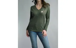 Tempo Paris Sparkly Star Leopard Print Back Top In Olive