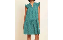 Nation Ltd Jasmine A-Line Ruffled Mini Dress In Emerald Floral