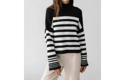 Sanctuary Stay Cozy Sweater In Black And Chalk Stripe