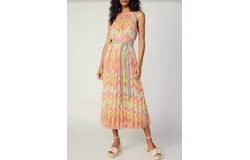 Current Air Zig Zag Halter Dress In Orange Multi