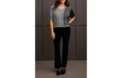 Tribal Dolman Elbow Sleeve Sweater In Black