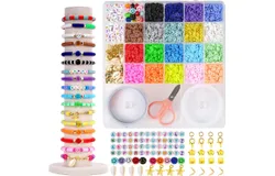 Clay Beads Bracelet Making Kit for Beginner&comma; 5000 Pcs Preppy Polymer Clay Beads with Charms Kit for Jewelry Making&comma; DIY Arts and Crafts Birthday Gifts Toys for Kids Age 6-13，Available in a variety of styles-model  9