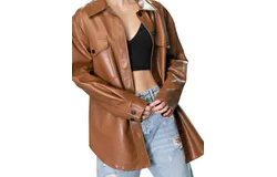 Eesome Faux Leather Jacket - Plus In Cappuccino