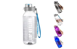 Water Bottle, BOTTLED JOY 1 Litre Sports Water Bottle with Time Markings and Reusable, 32 Oz Leakproof DUNDUN Water Bottle BPA-Free, Flip Top for Sports, Cycling, Camping