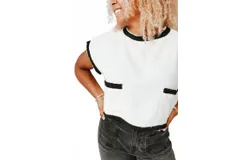 Lalavon Delco Tweed Textured Blouse In Ivory