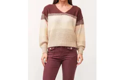 Dear John Denim Lexi V-Neck Long Sleeve Sweater Holiday In Red
