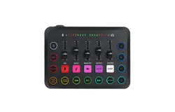 Game Audio Mixer&comma; Streaming RGB PC Mixer with XLR Microphone Connector&comma; Independent Controls&sol;Volume Fader&sol;Mute Button&sol;48V Phantom Power for Podcasting&sol;Recording&sol;Vocal&sol;Game Voice &lpar;Black&rpar;