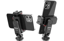 ULANZI Phone Tripod Mount ST-06S&comma; New Universal Smartphone Mount Adapter with 2 Cold Shoe&comma; 360° Rotates Adjustable Cell Phone Clip Clamp Holder&comma; Compatible with iPhone&comma; Samsung Galaxy and All Phones