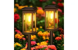 Solar Path Lights 6 Piece Solar Lights&comma; Waterproof Outdoor Path Lights Warm White For Garden Patio Deck Lawn Porch Walkway Backyard Sidewalks