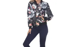 White Mark Floral Bomber Jacket In Black