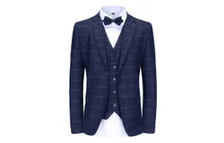 Braveman Men's 3-Piece Windowpane Plaid Slim Fit Suit