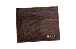 Prada Saffiano Mens Bruciato Brown Credit Card Wallet