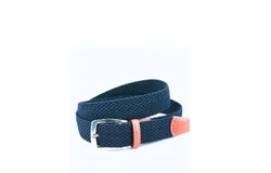 Torino Leather Stretch Nylon Belt In Navy