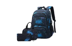 Primary and Secondary School Students Backpack Waterproof Schoolbag with Lunch Bag and Pen Bag