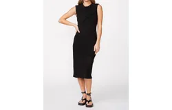 Monrow Mesh Knot Dress In Black