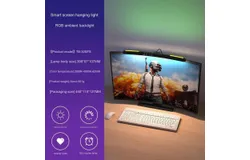 Computer display light strip with colorful atmosphere light asymmetric eye protection display computer desktop fill light curved screen screen hanging light&comma; timer &plus; dimming color &plus; colorful atmosphere&comma; black
