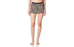 Calvin Klein Glisten Lounge Short In Sketched Leopard Print Honey Almond