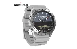 NORTH EDGE Watch Quartz Military Sports Diving Dual Display Compass Barometer Altimeter Pilot Steel Strap -GAVIA2  grey