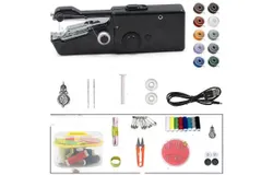 Hand held Sewing Device&comma; Handheld Sewing Machine Heavy duty&comma; Hand Sewing Machine Portable&comma; Wooden Sewing Box with 27 Pcs Sewing Supplies，black