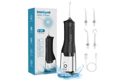 COSLUS Water Dental Flosser Teeth Pick&colon; Portable Cordless Oral Irrigator 300ML Rechargeable Travel Irrigation Cleaner IPX7 Waterproof Electric Waterflosser Flossing Machine for Teeth Cleaning -L6 Black