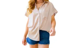 Jodifl Never Have I Ever Button Down Blouse In Champagne