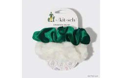 Kitsch Elf Scrunchie Set In White&sol;green
