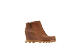 Sorel Joan Of Arctic Wedge Iii Zip Boots In Hazelnut Leather&comma; Gum Ii