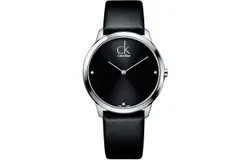 Reloj Calvin Klein Hombre &vert; Coleccion Minimal &vert; Modelo K3M211CS &vert; Caja Redonda &vert; Ø 40mm Acero inoxidable &vert; Cierre Hebilla &vert; Movimiento Cuarzo &vert; Dial Negro &vert; Cristal Mineral &vert; Correa Cuero Negro &vert; 30m &sol; 3 ATM &vert; Línea Clásico