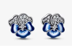 Pandora Women&apos;s Pansy Flower Stud Earrings In Blue