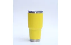 30oz Stainless Steel Thermal Tumbler with Straw and Brush-yellow