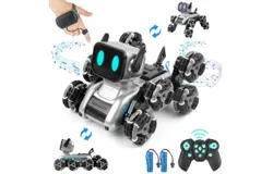 Robot Dog&comma; 2&period;4Ghz Remote Control Dog Stunt RC Cars with Music & Light&comma;  RC Robot Dog with 2 Rechargeable Batteries&comma; Birthday for Kids 6 7 8 9 10 11 12 Years Old