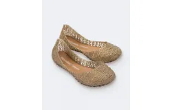 Mini Melissa Girl&apos;s Campana Papel Flat In Gold Glitter