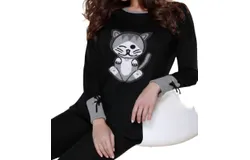 Angel Kitty Paws Pullover In Black Multi