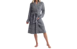 Softies Marshmallow Rib Robe In Heather Black