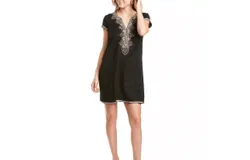Sulu Hand Beaded Tunic Dress In Black&sol;gold