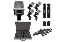 5 Core Drum Mic Kit 7 Piece Drumset Wired Dynamic Microphone Kick Bass&comma; Tom&sol;Snare & Cymbals Set