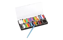 Professional Face & Body Painting Kit 12 Colors Rainbow Water Activated Paints Split Cakes Palette Makeup Cosplay Facepaints with Brush Safe & Non-Toxic Hypoallergenic for Christmas Halloween Costume