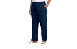 On The Plus Side Relaxed Leg Stretch Cotton Twill Pants - Plus In Navy