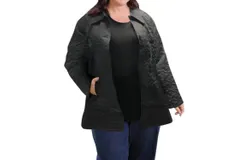 On The Plus Side Cotton Quilted Swing Coat - Plus Size In Black