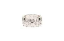 Luv Aj Checkerboard Cigar Band Ring In Silver