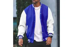 Men&apos;s Fashion Varsity Jacket Causal Slim Fit Cotton Letterman Baseball Bomber Jackets